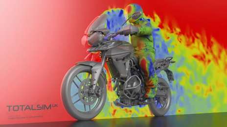CFD simulation of wind buffeting on a Triumph Motorbike by TotalSim